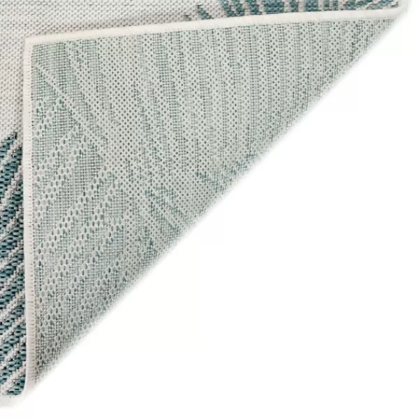 Outdoor Rugs-Kirkland's Home Aqua Forest Leaf Indoor/Outdoor Area Rug, 6X9 Green/White