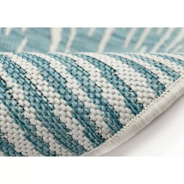 Outdoor Rugs-Kirkland's Home Aqua Forest Leaf Indoor/Outdoor Area Rug, 6X9 Green/White