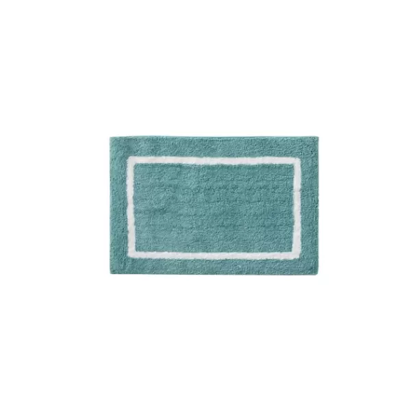 Bathroom Rugs-Kirkland's Home Aqua Geometric Pattern Reversible Bath Mat, 34 In Green/White