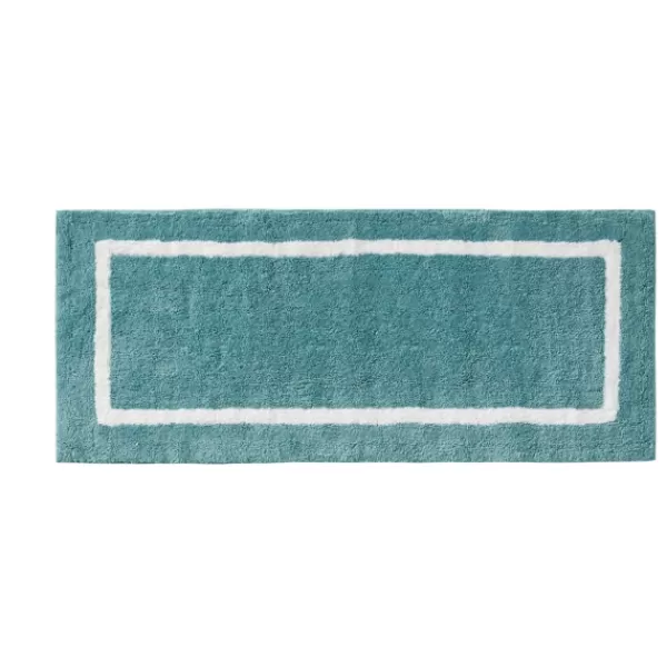 Bathroom Rugs-Kirkland's Home Aqua Geometric Pattern Reversible Bath Mat, 60 In Green/White