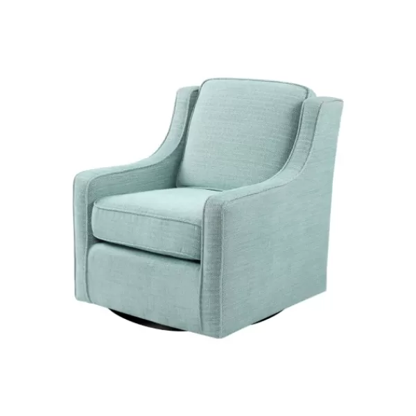 Accent Chairs-Kirkland's Home Aqua Upholstered Swivel Accent Chair Blue