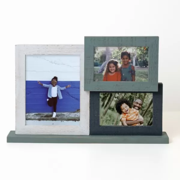 Picture Frames-Kirkland's Home Aqua Wood 3-Opening Picture Frame