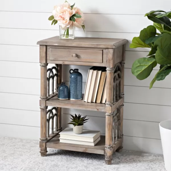 Accent & End Tables-Kirkland's Home Arch Sides Cathedral Side Table Tan