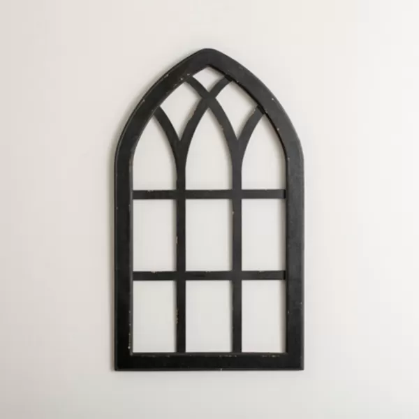 Wall Plaques-Kirkland's Home Arched Windowpane Wall Plaque Black