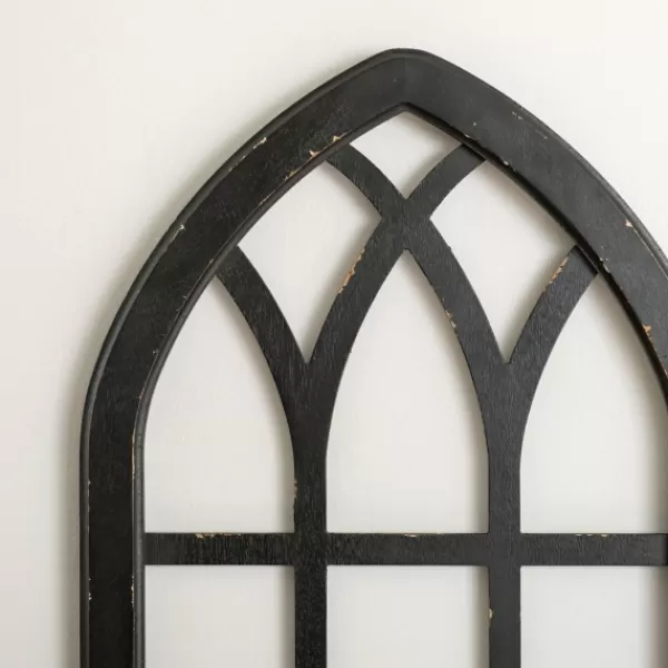 Wall Plaques-Kirkland's Home Arched Windowpane Wall Plaque Black