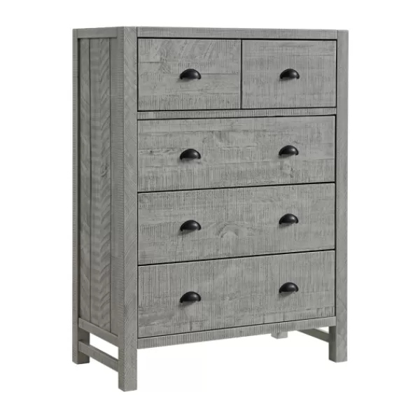 Dressers & Chests-Kirkland's Home Arden Wood 5-Drawer Chest Gray