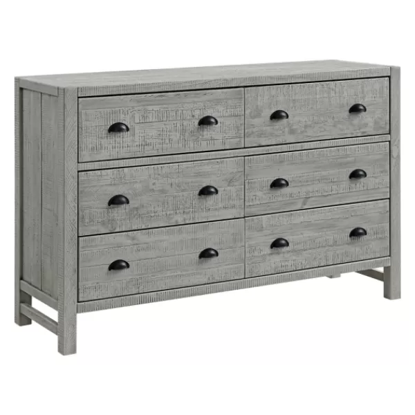 Dressers & Chests-Kirkland's Home Arden Wood 6-Drawer Dresser Gray