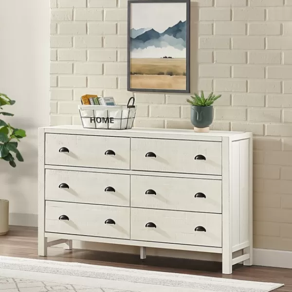 Dressers & Chests-Kirkland's Home Arden Wood 6-Drawer Dresser White