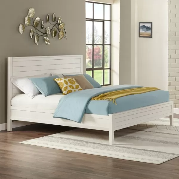 Beds & Headboards-Kirkland's Home Arden Wood Panel King Bed White