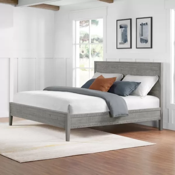 Beds & Headboards-Kirkland's Home Arden Wood Panel King Bed Gray