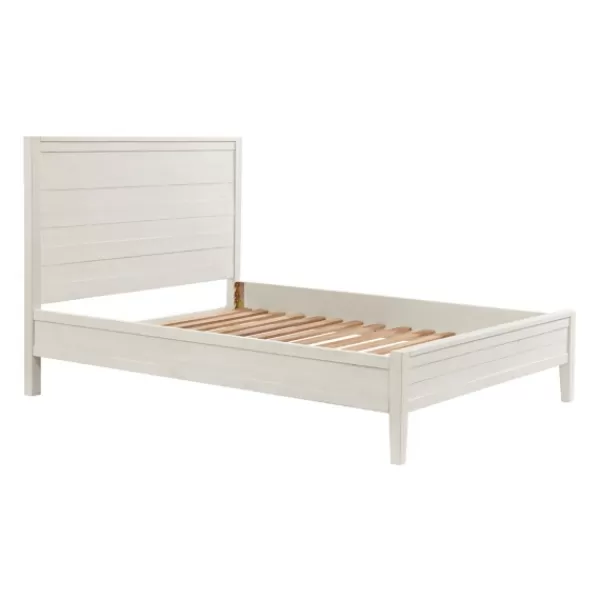 Beds & Headboards-Kirkland's Home Arden Wood Panel Queen Bed White