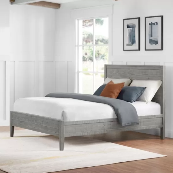 Beds & Headboards-Kirkland's Home Arden Wood Panel Queen Bed Gray