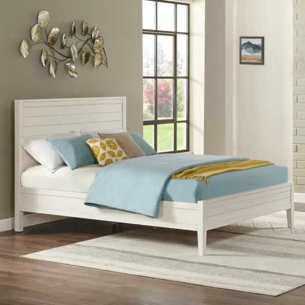 Beds & Headboards-Kirkland's Home Arden Wood Panel Queen Bed White