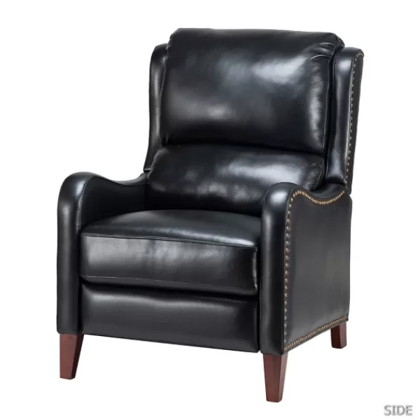 Accent Chairs-Kirkland's Home Arturo Leather Wingback Recliner Black