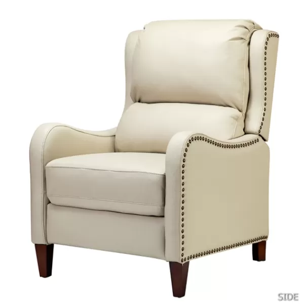 Accent Chairs-Kirkland's Home Arturo Leather Wingback Recliner Ivory