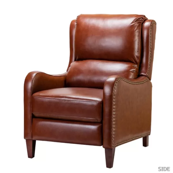 Accent Chairs-Kirkland's Home Arturo Leather Wingback Recliner Brown