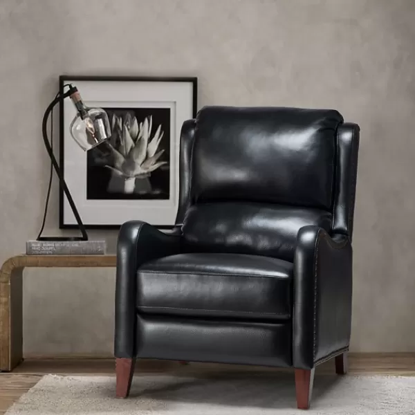 Accent Chairs-Kirkland's Home Arturo Leather Wingback Recliner Black