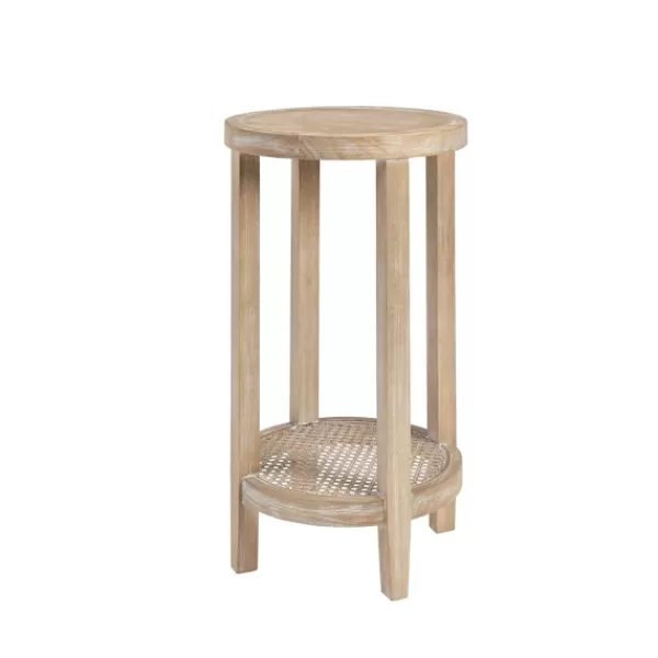 Accent & End Tables-Kirkland's Home Ash Rat Round Martha Stewart Accent Table Tan