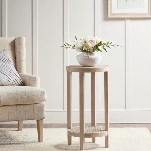 Accent & End Tables-Kirkland's Home Ash Rat Round Martha Stewart Accent Table Tan