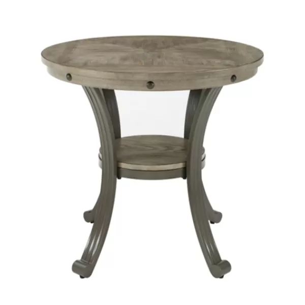 Accent & End Tables-Kirkland's Home Ash Round Nailhead Side Table Gray