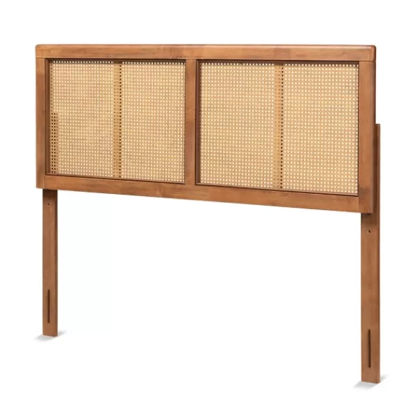 Beds & Headboards-Kirkland's Home Ash Walnut Wood Rattan Frame King Headboard