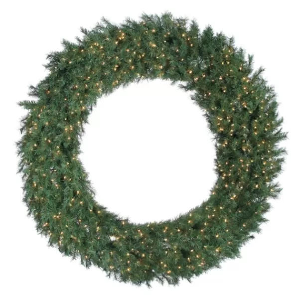 Wreaths-Kirkland's Home Aspen Spruce Warm White Pre-Lit Wreath, 60 In. Green