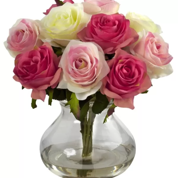 Arrangements & Greenery-Kirkland's Home Assorted Roses In Vase Arrangement Pink