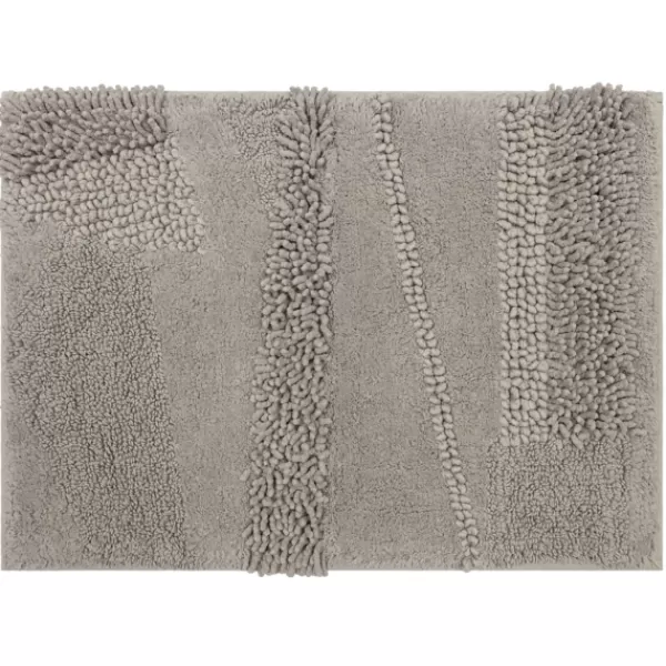 Bathroom Rugs-Kirkland's Home Asymmetrical Cotton Bath Mat, 34 In. Gray