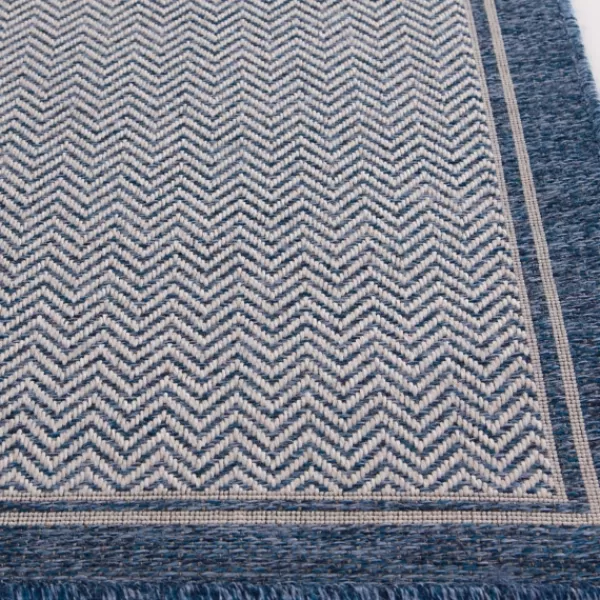 Outdoor Rugs-Kirkland's Home Auckland Chevron Outdoor Area Rug, 5X7 Blue