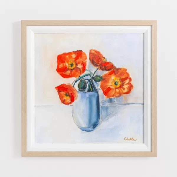 Framed Art-Kirkland's Home August Poppies Framed Art Print Orange/Blue