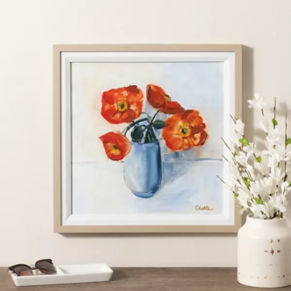 Framed Art-Kirkland's Home August Poppies Framed Art Print Orange/Blue