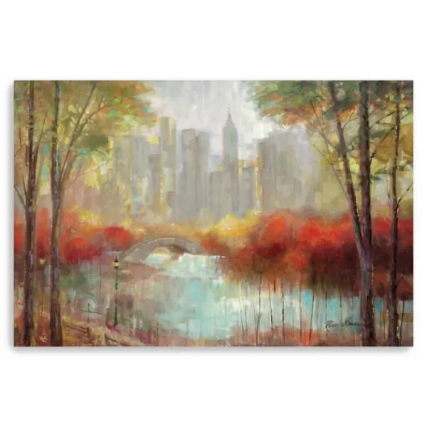 Canvas Art-Kirkland's Home Autumn In The City Canvas Art Print, 60X40 In. Gray/Red/Multi