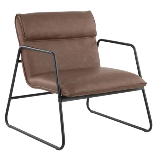 Accent Chairs-Kirkland's Home Axel Espresso Leather Industrial Accent Chair Brown