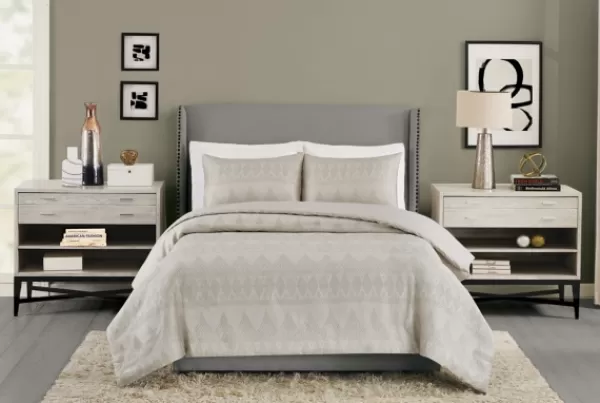 Duvets-Kirkland's Home Ayesha Curry Woven Diamonds King 3-Pc. Duvet Set Tan/Ivory