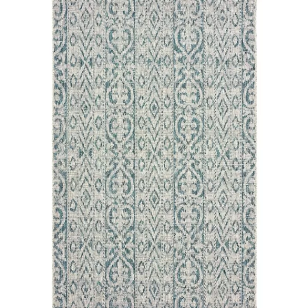 Outdoor Rugs-Kirkland's Home Azure Terrace Sun Shower Outdoor Area Rug, 5X8 Blue/Ivory