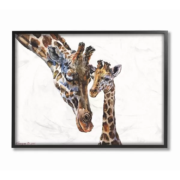Framed Art-Kirkland's Home Baby Giraffe Watercolor Framed Art Print White/Tan
