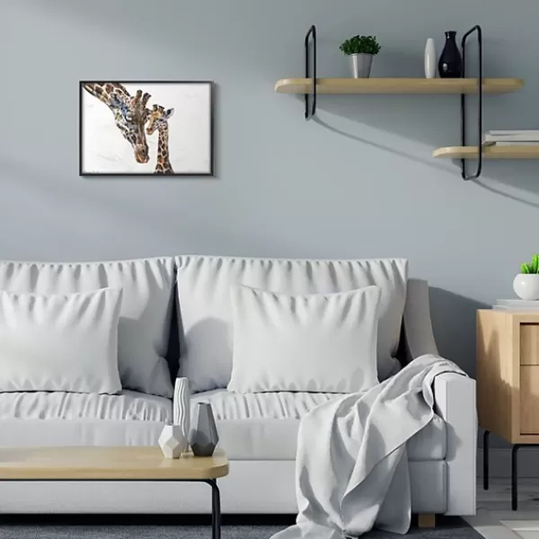 Framed Art-Kirkland's Home Baby Giraffe Watercolor Framed Art Print White/Tan
