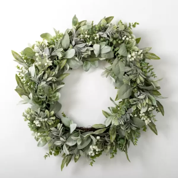 Wreaths-Kirkland's Home Baby'S Breath And Ery Wreath Green