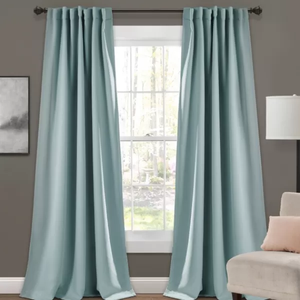 Curtains & Drapes-Kirkland's Home Back Tab Blackout Curtain Panel Set, 95 In. Blue