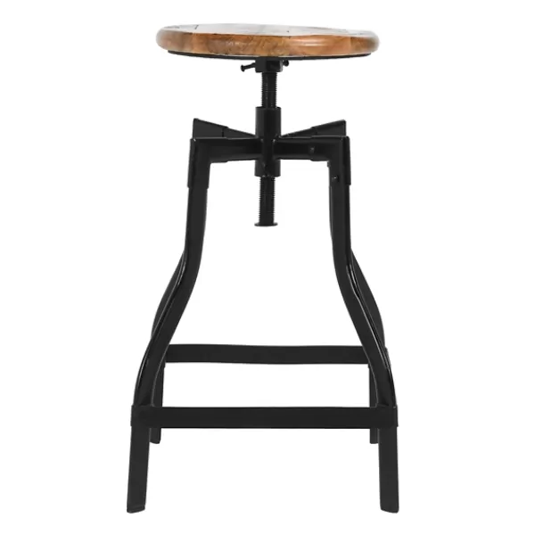 Bar Stools & Counter Height Stools-Kirkland's Home Backless Mango Wood Adjustable Bar Stool Black/Brown