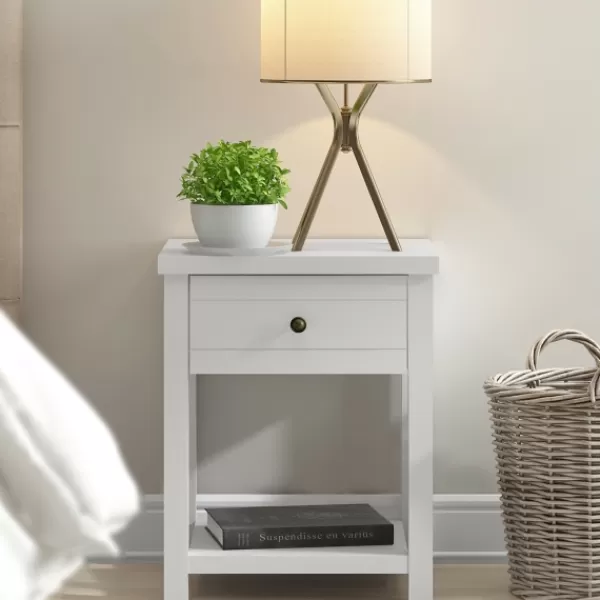 Accent & End Tables-Kirkland's Home Bailie Wooden Side Table White