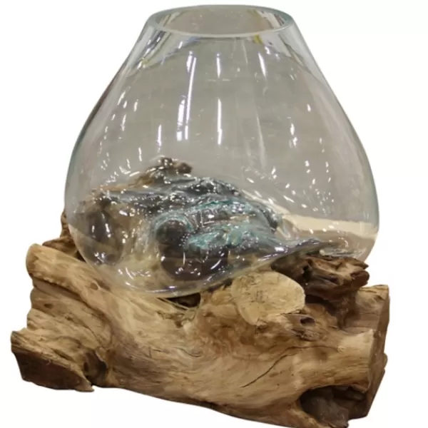 Decorative Bowls & Jars-Kirkland's Home Bali Glass And Driftwood Bowl Brown