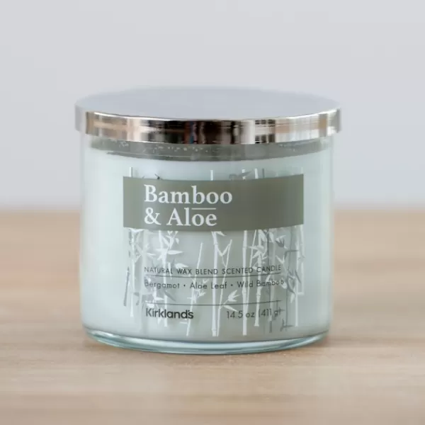 Candles-Kirkland's Home Bamboo And Aloe Triple Wick Jar Candle Green/Silver