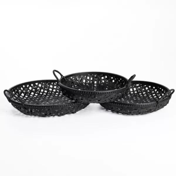 Decorative Trays-Kirkland's Home Bamboo Woven Trays, Set Of 3 Black