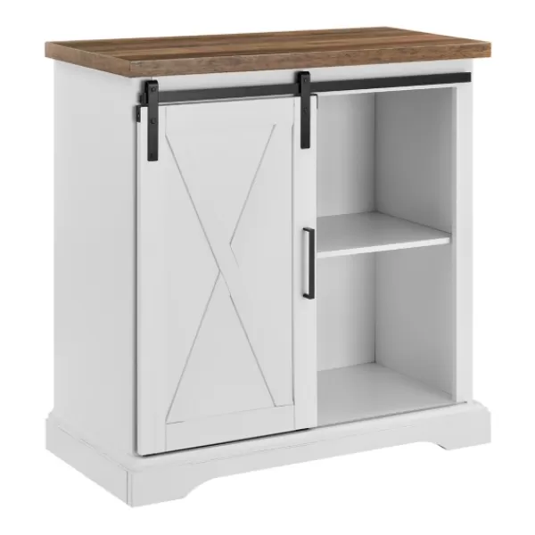 Cabinets & Sideboards-Kirkland's Home Barn Door Cabinet White