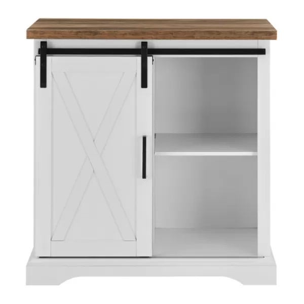 Cabinets & Sideboards-Kirkland's Home Barn Door Cabinet White