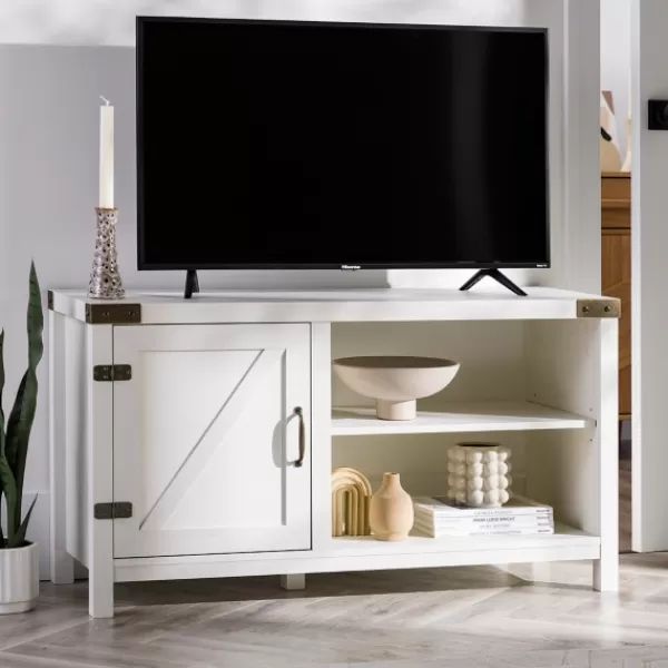 Tv Stands & Media Consoles-Kirkland's Home Barn Door Console Tv Stand White