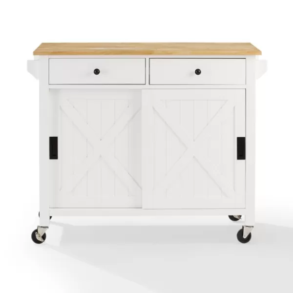 Kitchen Islands & Bar Carts-Kirkland's Home Barn Door Kitchen Cart White