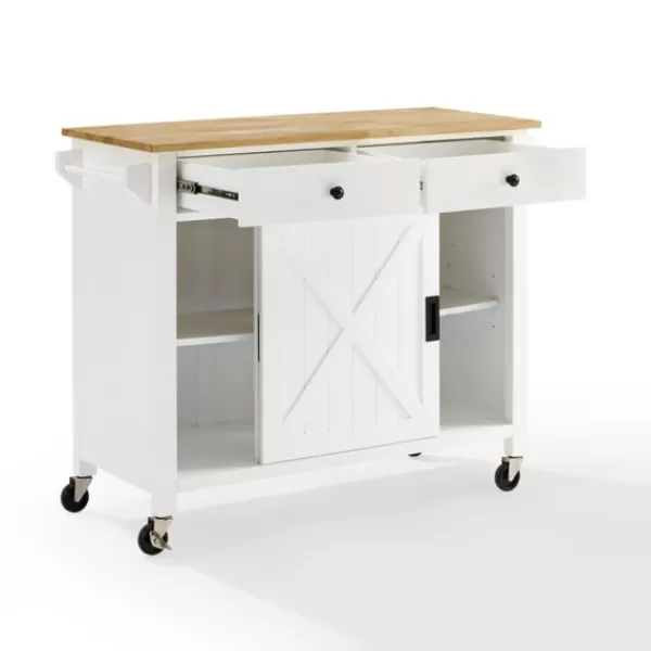 Kitchen Islands & Bar Carts-Kirkland's Home Barn Door Kitchen Cart White