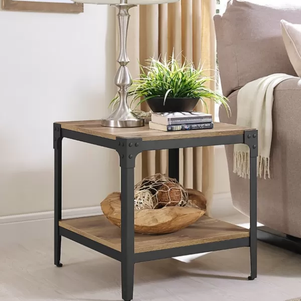 Nightstands-Kirkland's Home Barnwood Angle Iron Accent Tables, Set Of 2 Brown